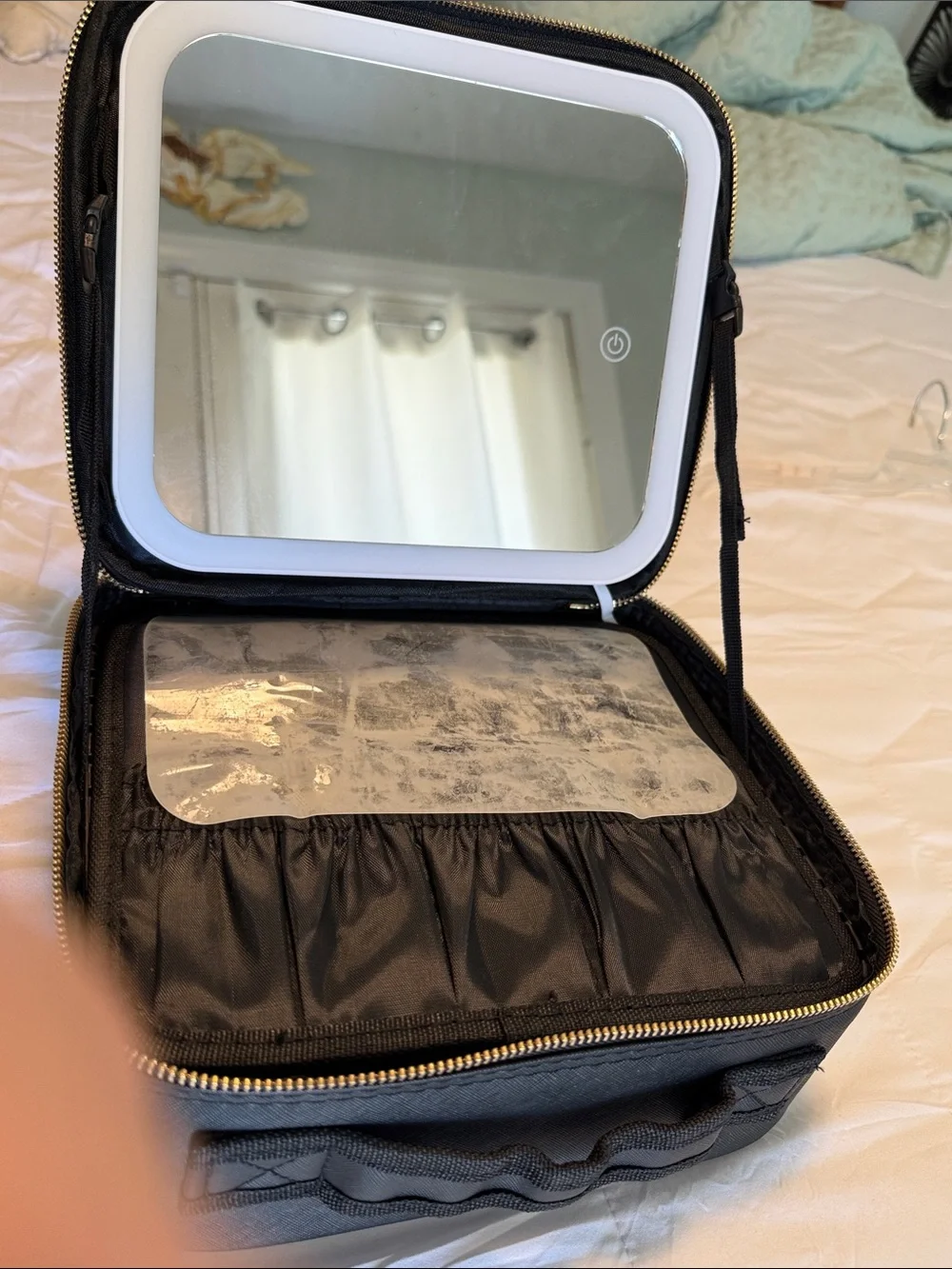 White Square Travel Case - Compact Cosmetic or Tech Organizer